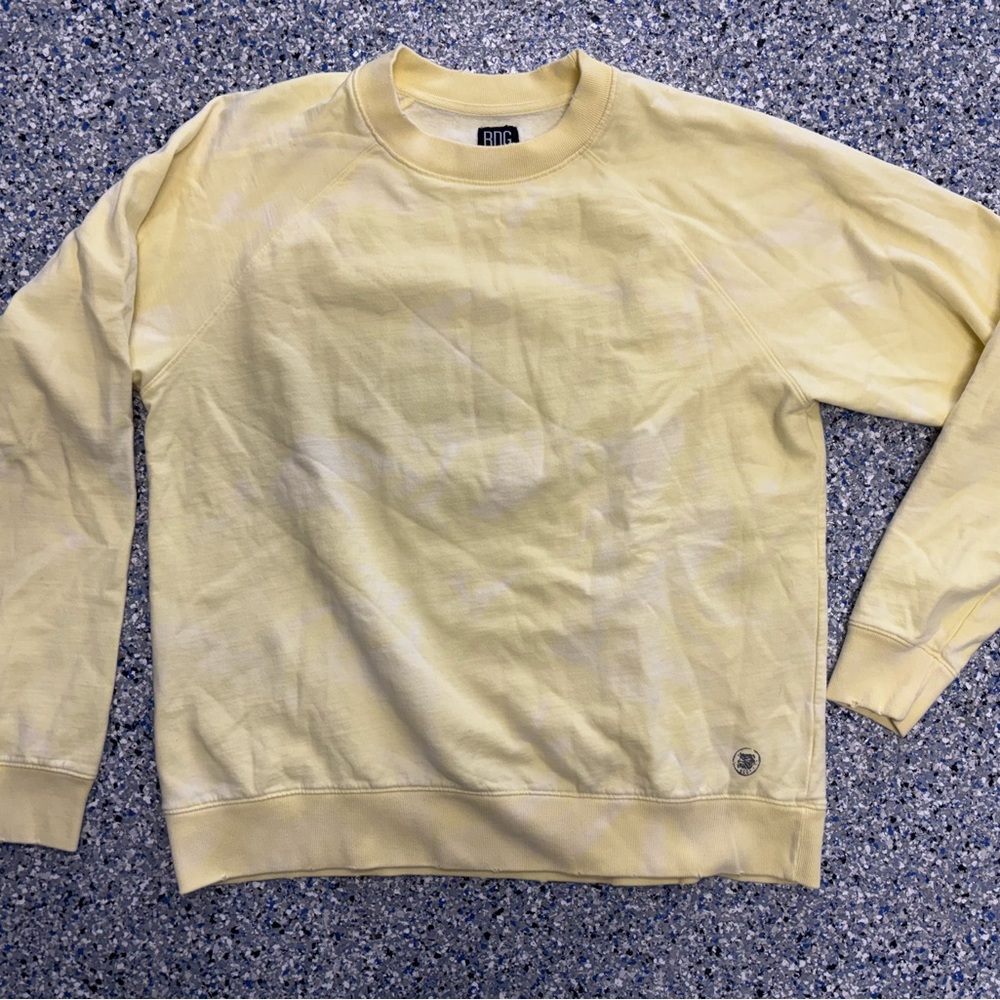 BDG Light Yellow Tie Dye Crewneck Sweater